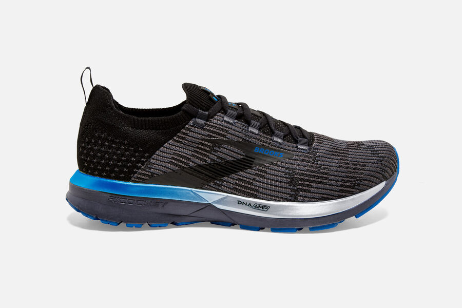 Brooks Ricochet 2 Mens UK - Road Running Shoes - Black/Grey/Blue 053-ELPMUC